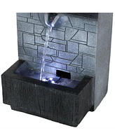 Sunnydaze Decor Modern Tiered Brick Polyresin Indoor Fountain with Led - 13 in