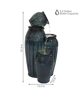 Sunnydaze Decor Tour de Vase Ceramic Pot Water Fountain with Led Lights - 27 in