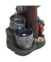 Sunnydaze Decor Electric Fire Hydrant Gnome Water Fountain with Led Light - 16 in