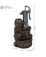 Sunnydaze Decor Cozy Farmhouse Pump/Barrel Water Fountain with Led Lights - 23 in