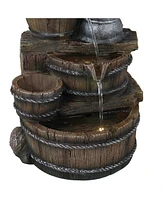 Sunnydaze Decor Cozy Farmhouse Pump/Barrel Water Fountain with Led Lights - 23 in