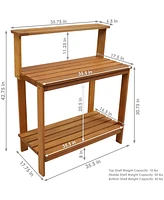 Sunnydaze Decor Meranti Wooden Outdoor Potting Bench with Teak Oil Finish - 42 in