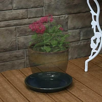 Ceramic Outdoor Flower Pot Saucers Set of 4 - Uv- and Frost-Resistant - Forest Lake Green Glazed Finish