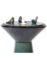 Sunnydaze Decor Gathering Birds Ceramic Outdoor Fountain with Led Lights - 28 in