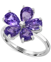 Amethyst (3-1/4 ct. t.w.) & Diamond Accent Flower Ring in Sterling Silver