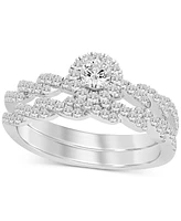 Diamond Halo Twist Bridal Set (1/2 ct. t.w.) 14k White Gold