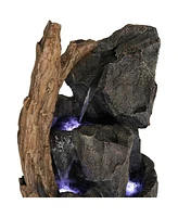 Sunnydaze Decor Cascading Mountainside Water Fountain with Led Lights - 35 in