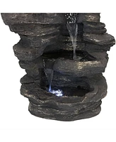 Sunnydaze Decor Rock Falls Electric Waterfall Fountain with Led Lights - 39 in