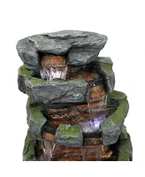 Sunnydaze Decor Electric Tiered Stone Waterfall Fountain with Led Lights - 23 in