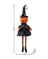 Glitzhome 30"H Halloween Fabric Dressed Pumpkin Sitter