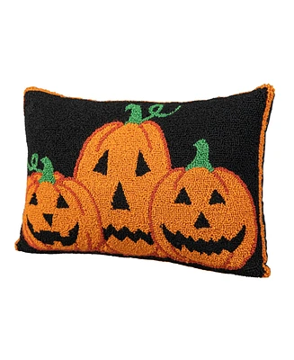 Glitzhome 18"L Hooked Halloween Pumpkins Pillow