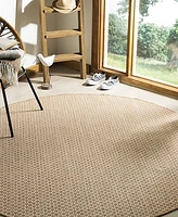 Safavieh Courtyard CY8653 Natural and Cream 5'3" x 5'3" Sisal Weave Round Outdoor Area Rug