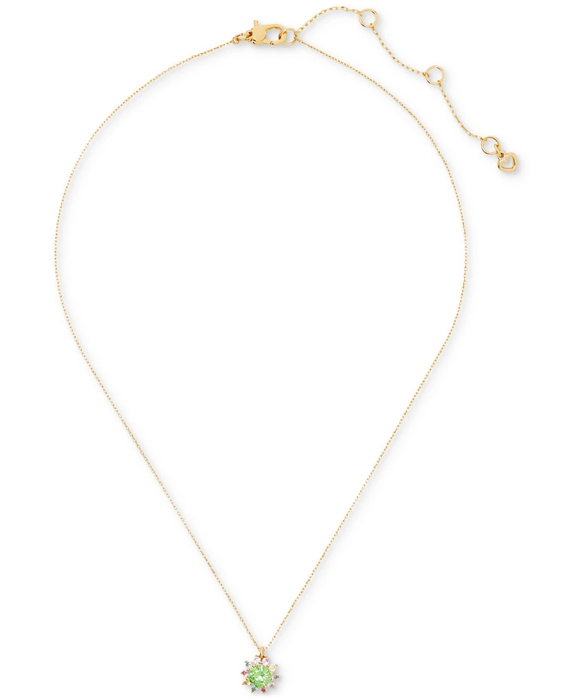 Kate Spade New York Gold-Tone Cubic Zirconia Halo Pendant Necklace, 16" + 3" extender