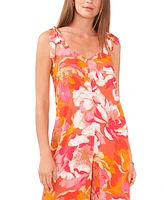 Vince Camuto Women's Floral Tie Shoulder Angled Hem Jumpsuit