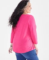 Style & Co Plus Cotton Square-Neck Top