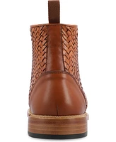 Taft Men's Rome Woven Handcrafted Full-grain Leather Dress Lace-up Boot