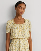 Lauren Ralph Lauren Women's Floral Georgette Puff-Sleeve Dress