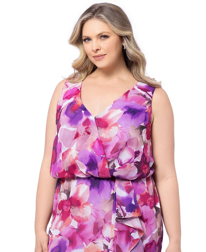 Xscape Plus Floral Blouson High-Low Dress