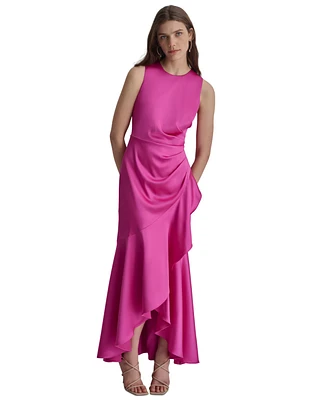 Dkny Women's Satin Ruched Ruffled Gown