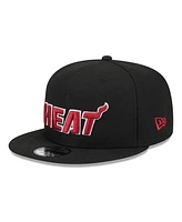 New Era Men's Black Miami Heat Side Logo 9fifty Snapback Hat