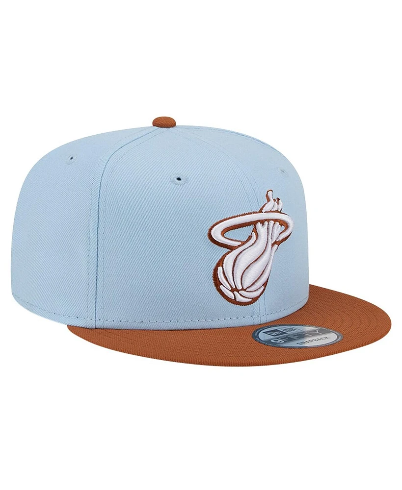 New Era Men's Light Blue/ Miami Heat 2-Tone Color Pack 9fifty Snapback Hat