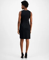 Anne Klein Women's Round-Neck Side-Pleat Dress