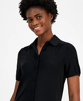 Anne Klein Women's Collared Short-Sleeve Top