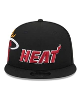 New Era Men's Black Miami Heat Side Logo 9fifty Snapback Hat