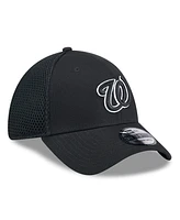 New Era Men's Washington Nationals Evergreen Black White Neo 39Thirty Flex Hat