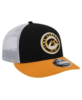 New Era Men's Black Iowa Hawkeyes Throwback Circle Patch 9Fifty Trucker Snapback Hat