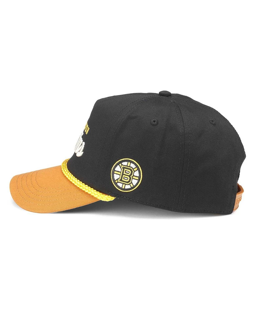 American Needle Men's Black/Gold Boston Bruins Roscoe Washed Twill Adjustable Hat