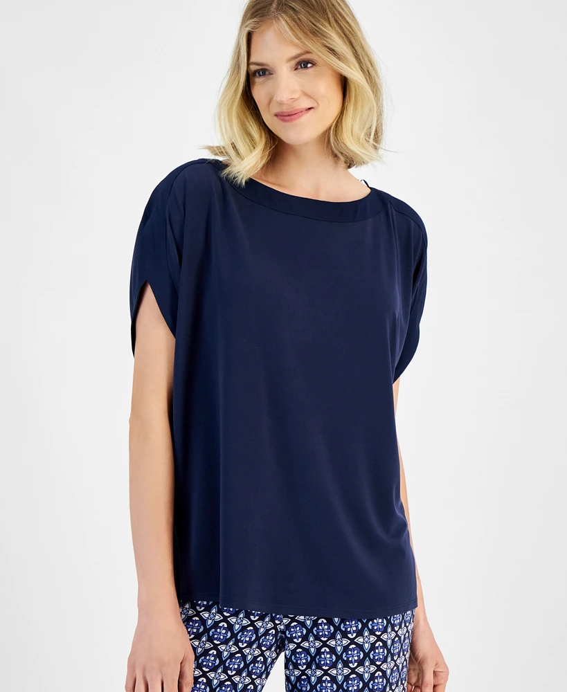 Jm Collection Women's Drop Short Sleeve Top