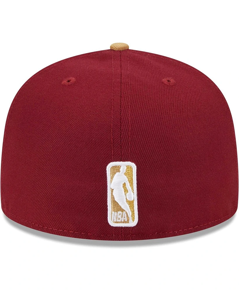 New Era Men's Wine/Gold Cleveland Cavaliers Gameday Gold Pop Stars 59Fifty Fitted Hat