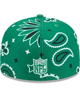 New Era Men's Kelly Green Philadelphia Eagles Throwback Paisley 59Fifty Fitted Hat