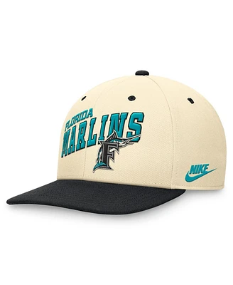 Nike Men's Cream/Black Florida Marlins Rewind Cooperstown Collection Performance Snapback Hat