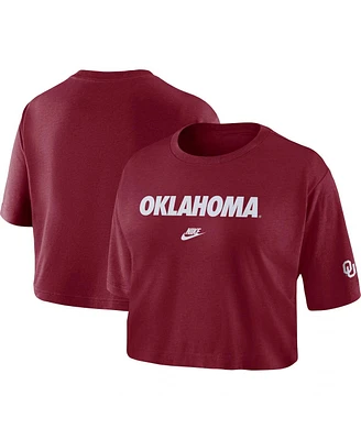 Nike Women's Crimson Oklahoma Sooners Wordmark Cropped T-Shirt