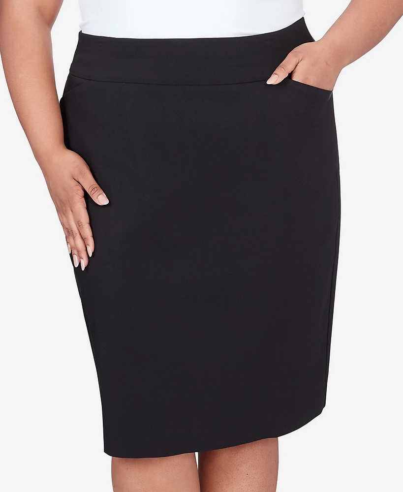 Alfred Dunner Plus Classic Stretch Waist Skirt