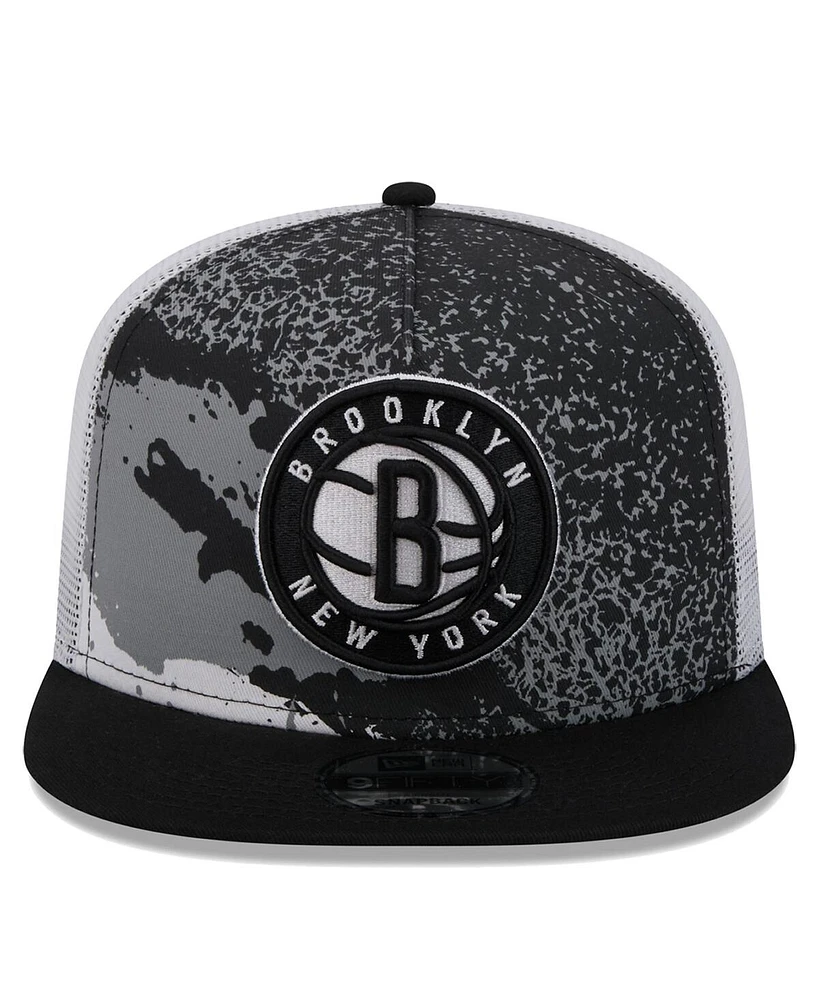 New Era Men's Black Brooklyn Nets Court Sport Speckle 9Fifty Snapback Hat