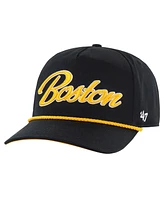 47 Men's Black Boston Bruins Overhand Logo Side Patch Hitch Adjustable Hat