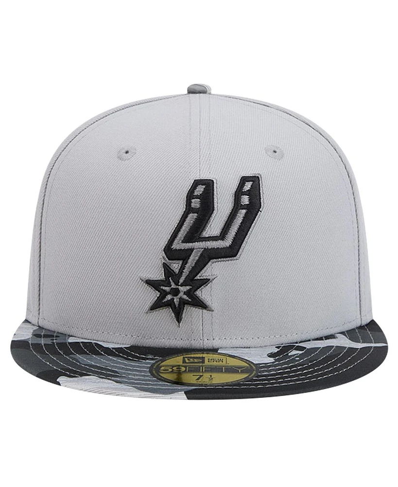 New Era Men's Gray San Antonio Spurs Active Color Camo Visor 59fifty Fitted Hat