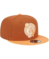 New Era Men's Brown/Orange Boston Celtics 2-Tone Color Pack 9fifty Snapback Hat