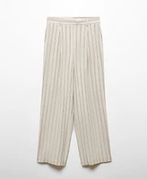 Mango Women's Striped Linen-Blend Pants