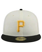 New Era Men's Cream Pittsburgh Pirates Evergreen Chrome 59Fifty Fitted Hat