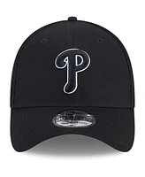 New Era Men's Philadelphia Phillies Evergreen Black White Neo 39Thirty Flex Hat