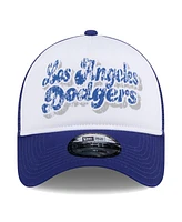 New Era Women's White/Royal Los Angeles Dodgers Throwback Team Foam Front A-Frame Trucker 9Forty Adjustable Hat