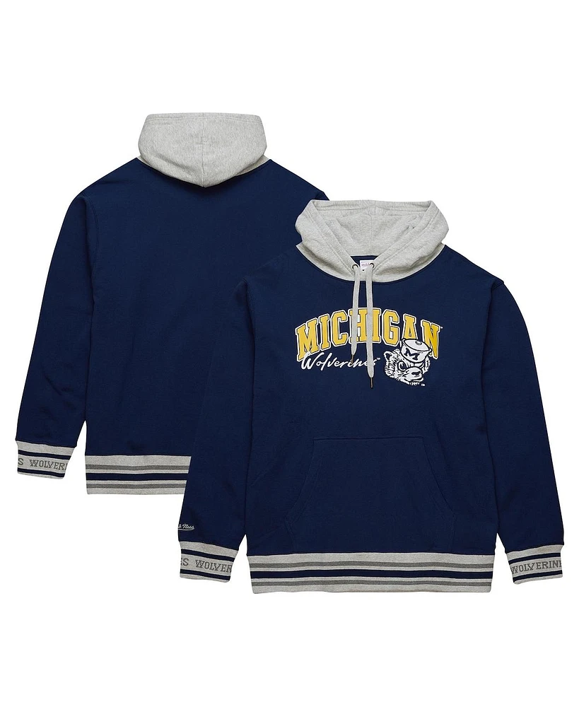 Mitchell Ness Men's Navy Michigan Wolverines Arched Fleece Pullover Hoodie