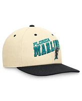 Nike Men's Cream/Black Florida Marlins Rewind Cooperstown Collection Performance Snapback Hat