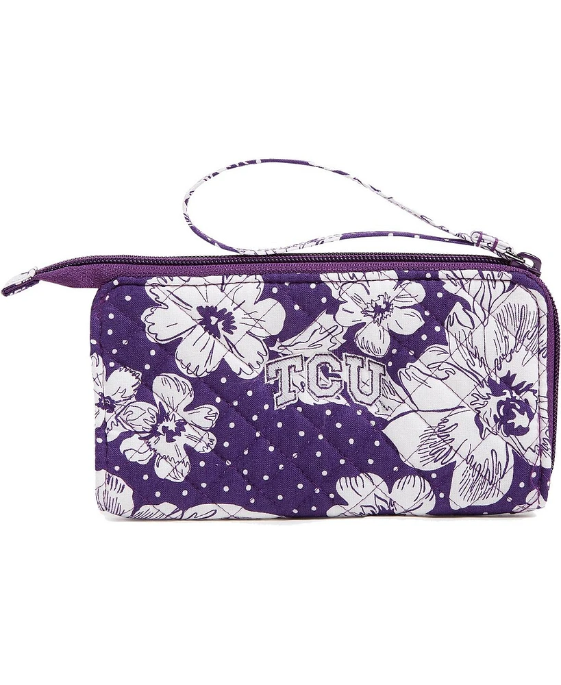 Vera Bradley Tcu Horned Frogs Rain Garden Front-Zip Wristlet