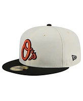 New Era Men's Cream Baltimore Orioles Evergreen Chrome 59Fifty Fitted Hat