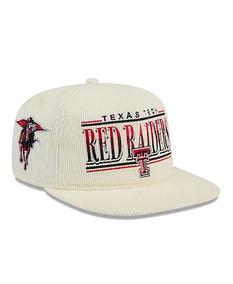 New Era Men's White Texas Tech Red Raiders Throwback Golfer Corduroy Snapback Hat